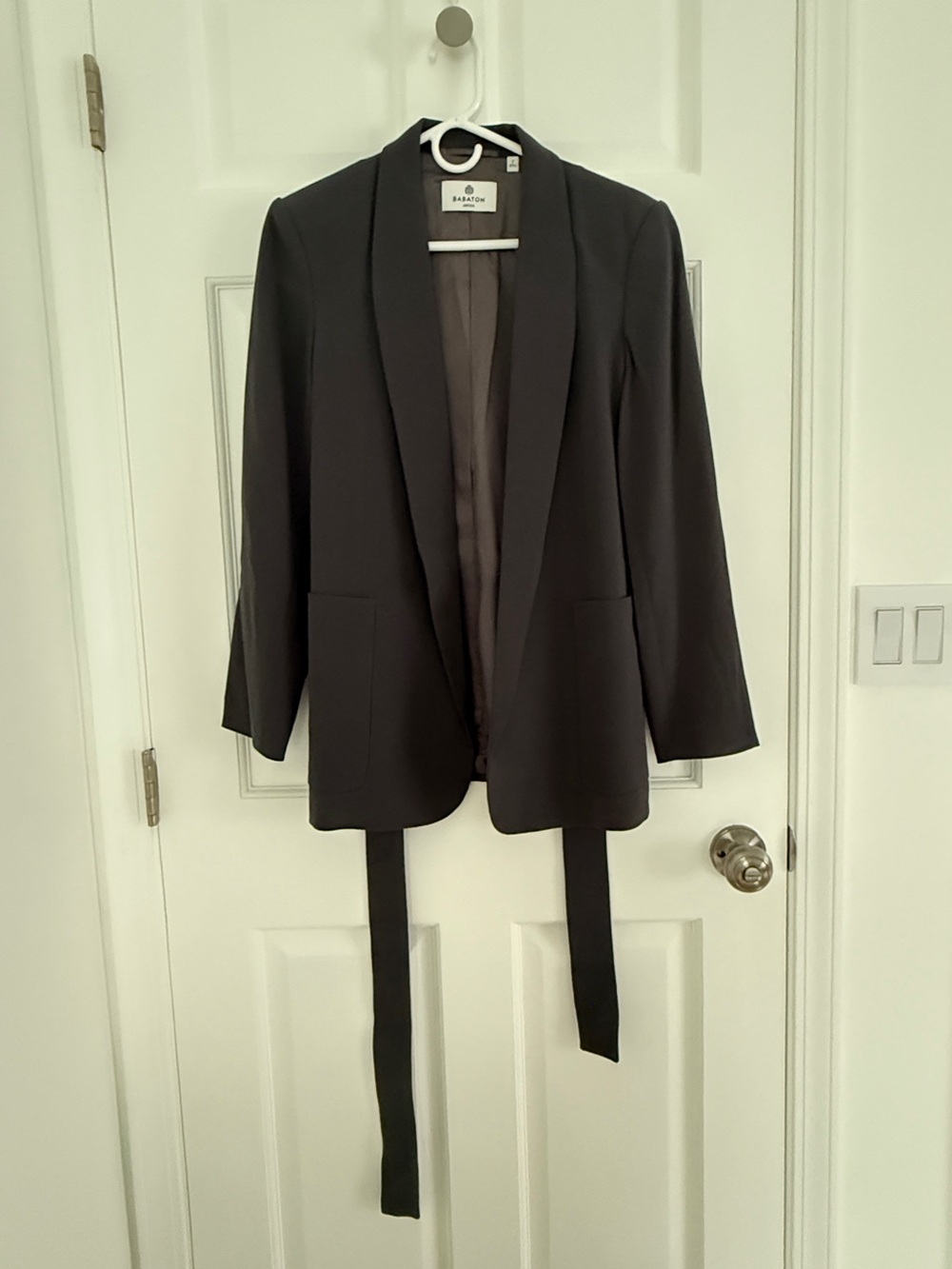 NWOT ARITZIA Babaton Crepe Tie-Waist Blazer Charcoal Grey
